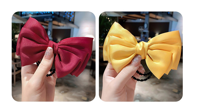 Fashion Yellow Hairpin Large Bow Double Layer Alloy Fabric Hairpin Hair Rope,Hair Ring