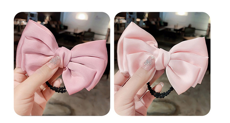 Fashion Pink Hairpin Large Bow Double Layer Alloy Fabric Hairpin Hair Rope,Hair Ring