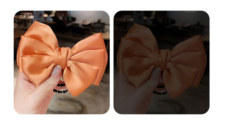 Fashion Orange Hair Rope Large Bow Double Layer Alloy Fabric Hairpin Hair Rope,Hair Ring