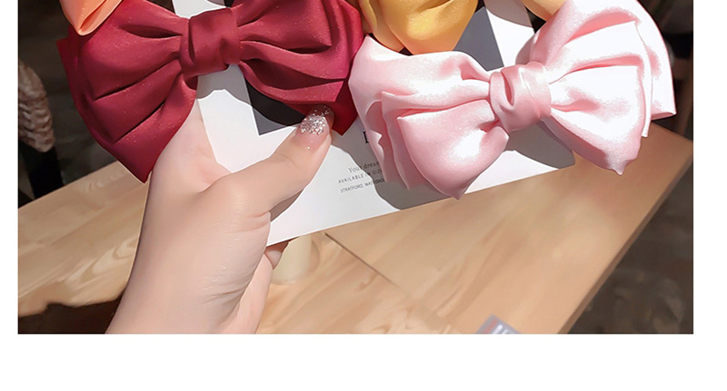 Fashion Wine Red Hairpin Large Bow Double Layer Alloy Fabric Hairpin Hair Rope,Hair Ring