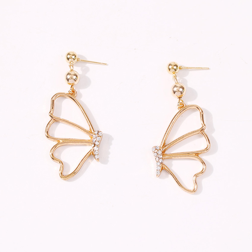 Fashion Pearl Diamond And Pearl Butterfly Hollow Earrings,Drop Earrings