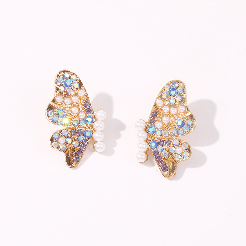 Fashion Pearl Diamond Pearl Alloy Butterfly Earrings,Stud Earrings
