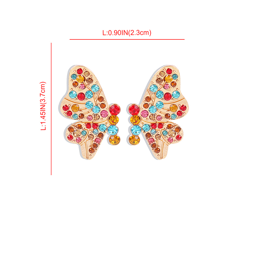 Fashion Lake Blue Diamond Pearl Alloy Butterfly Earrings,Stud Earrings