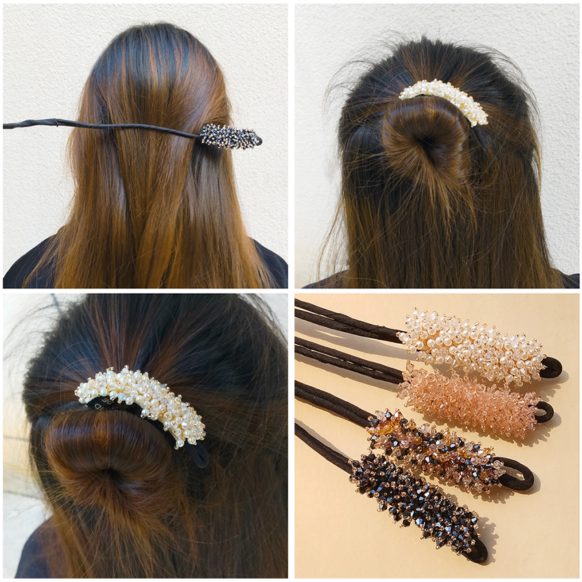 Fashion Mine Black Crystal Braided Ball Head Hair Dryer,Hair Ribbons