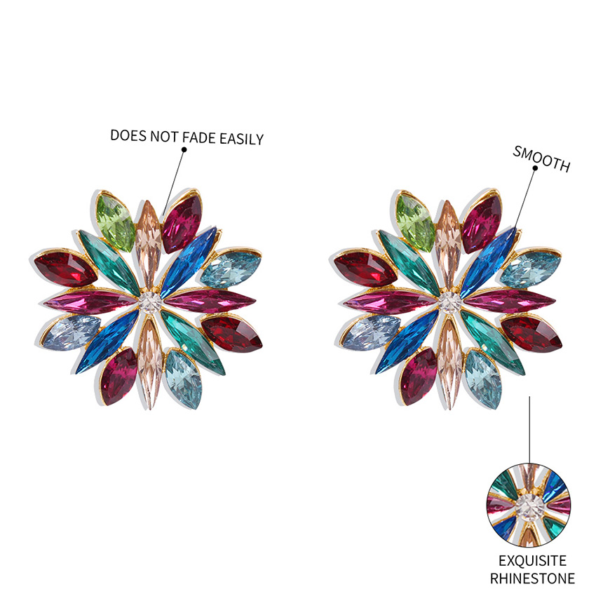 Fashion White Alloy Earrings With Glass Diamonds And Flowers,Stud Earrings