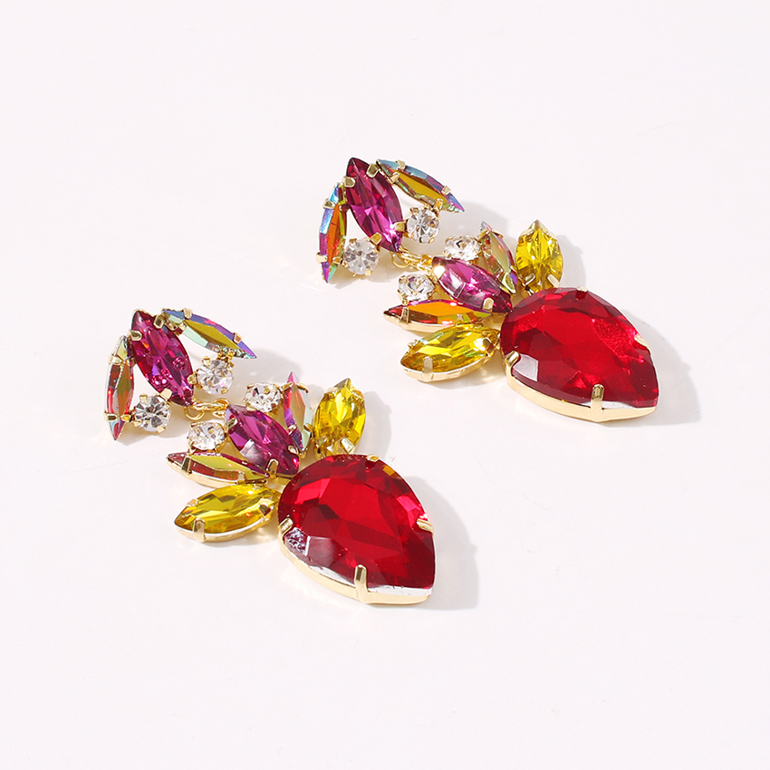 Fashion Rose Red Carrot Alloy Earrings With Diamonds,Drop Earrings