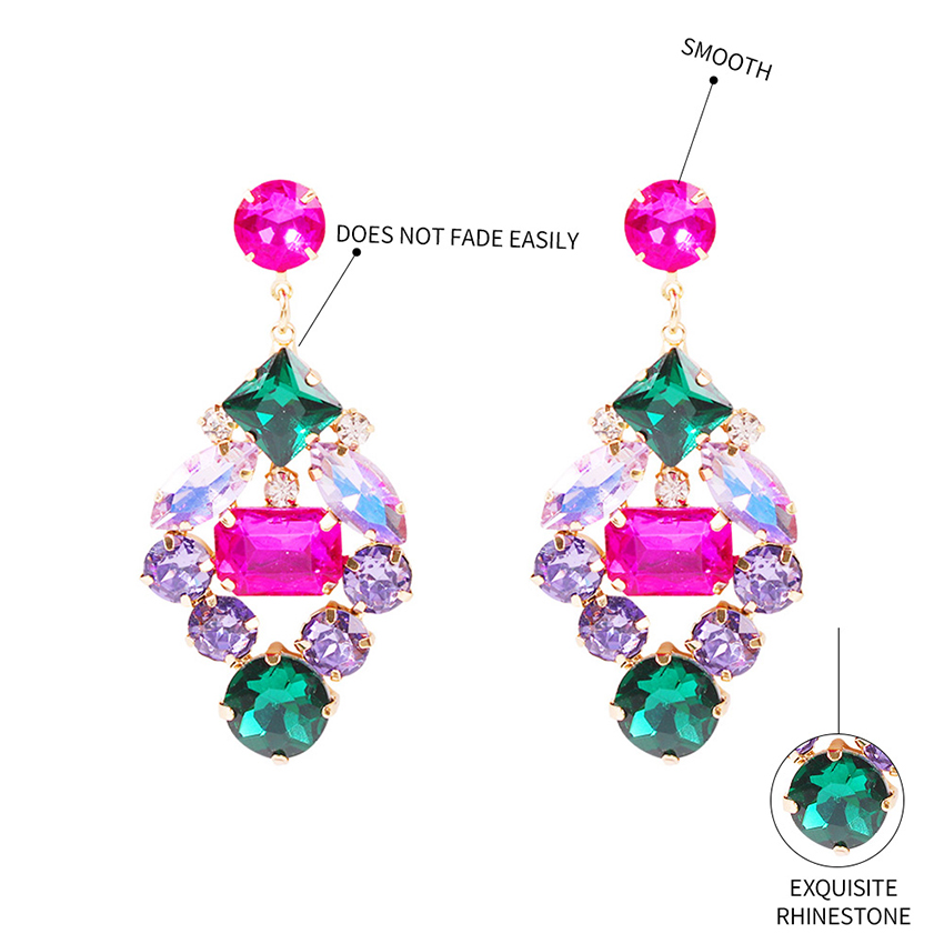 Fashion Color Diamond-cut Geometric Alloy Hollow Earrings,Drop Earrings