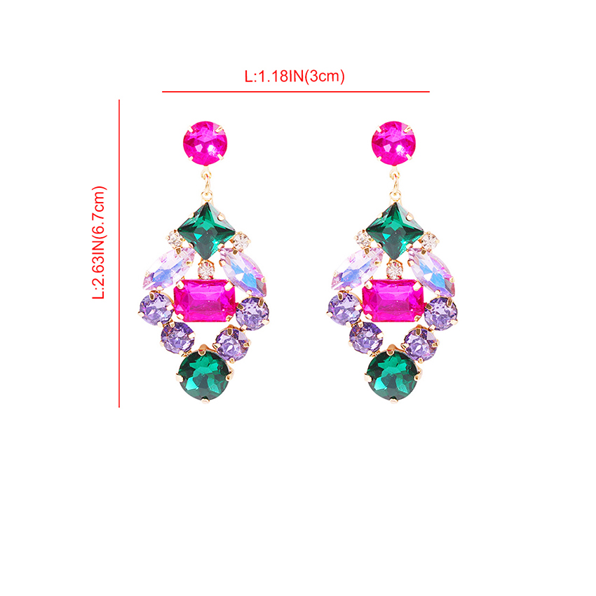 Fashion Color Diamond-cut Geometric Alloy Hollow Earrings,Drop Earrings