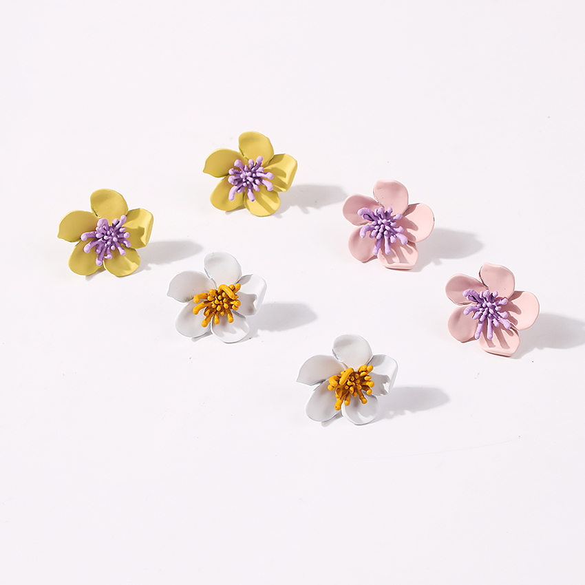Fashion Yellow Flower Hit Color Alloy Earrings,Stud Earrings