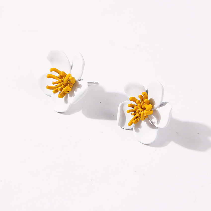 Fashion Yellow Flower Hit Color Alloy Earrings,Stud Earrings