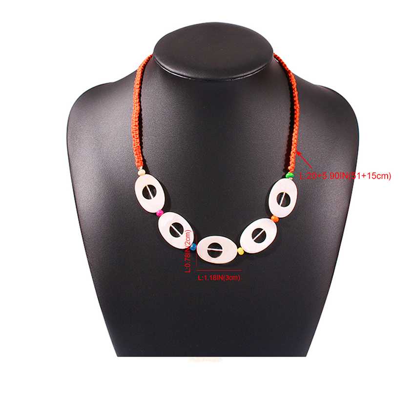 Fashion Orange Resin Hand-woven Rice Bead Rope Necklace,Beaded Necklaces