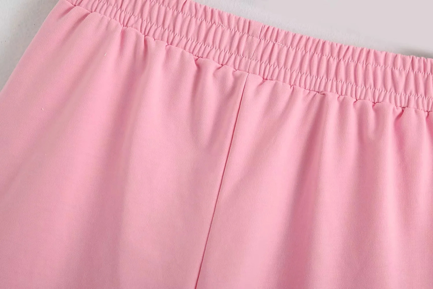 Fashion Pink Elastic Waist Shorts,Shorts