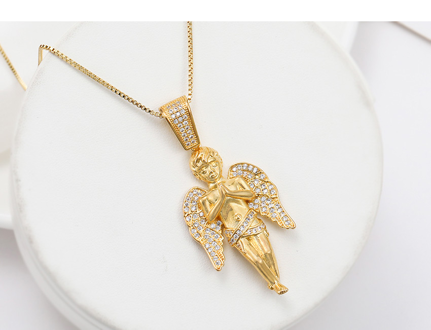 Fashion Silver Angel Necklace In Copper With Zircon,Necklaces
