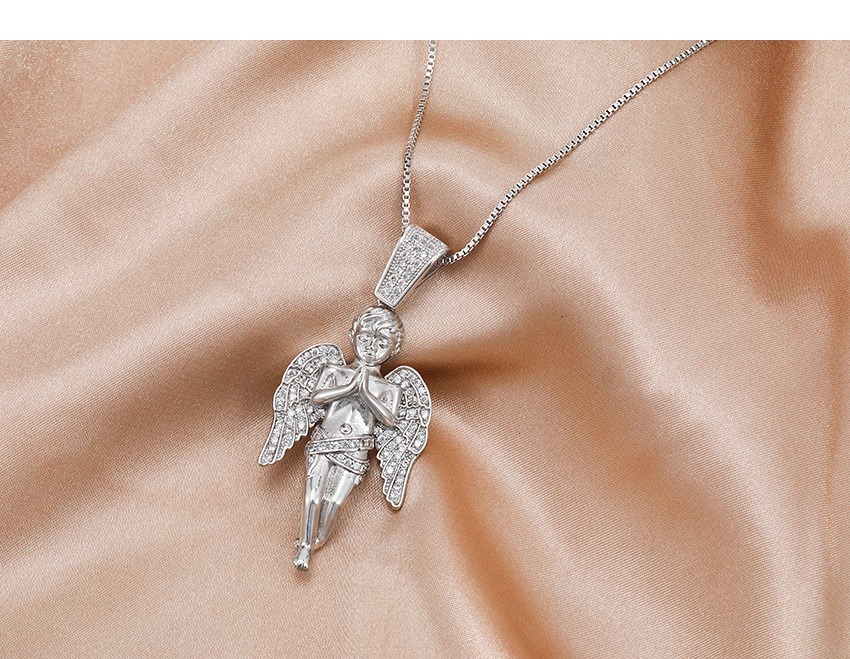 Fashion Silver Angel Necklace In Copper With Zircon,Necklaces