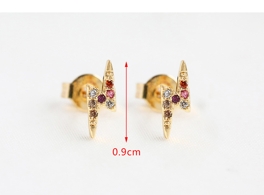 Fashion Golden Copper Inlaid Zirconium Lightning Stud Earrings,Earrings