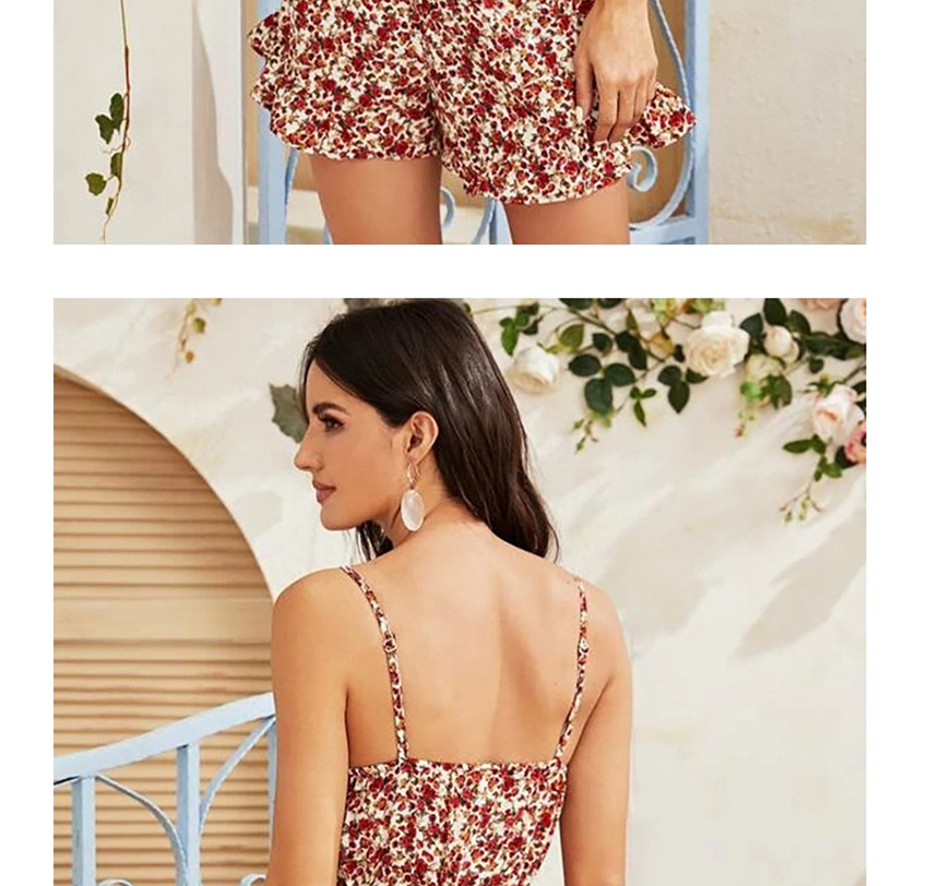 Fashion Red Floral Sling Bow Backless Bodysuit,One Pieces