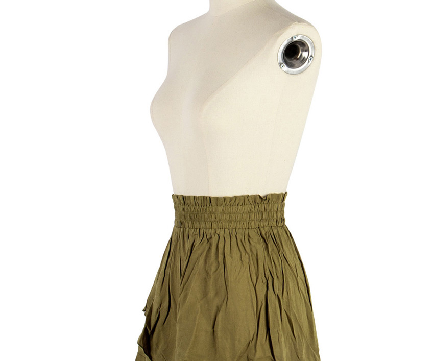Fashion Green High Waist Ruffled Elastic Waist Shorts,Shorts