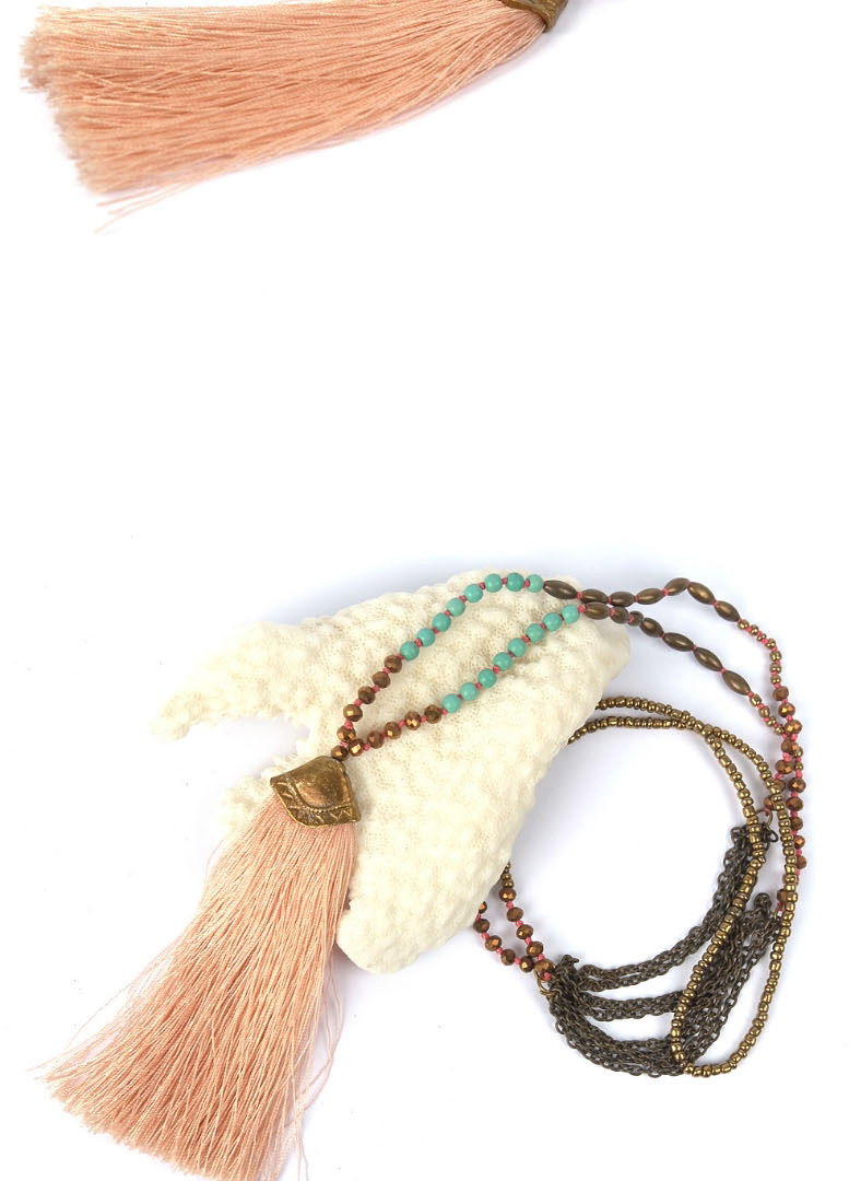 Fashion Black Tassel Crystal Handmade Beaded Long Necklace,Beaded Necklaces