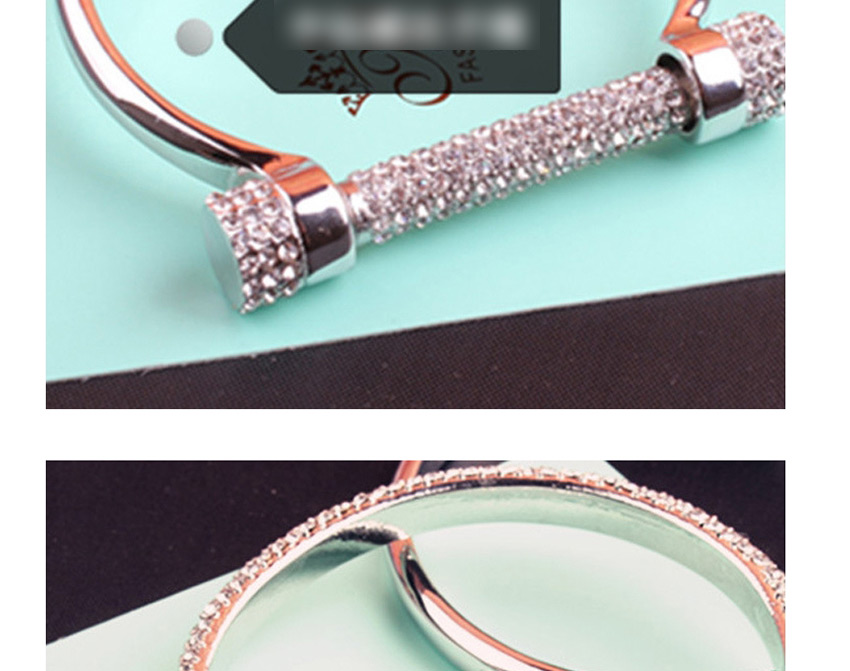 Fashion Full Diamond Bracelet Full Diamond Screw Opening Horseshoe Bracelet Necklace Ring,Fashion Rings