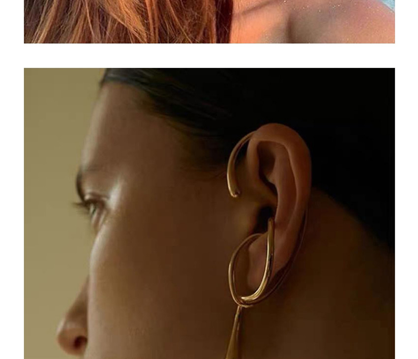 Fashion Gold Color Single Left Geometric Alloy Hollow Ear Bone Clip,Clip & Cuff Earrings