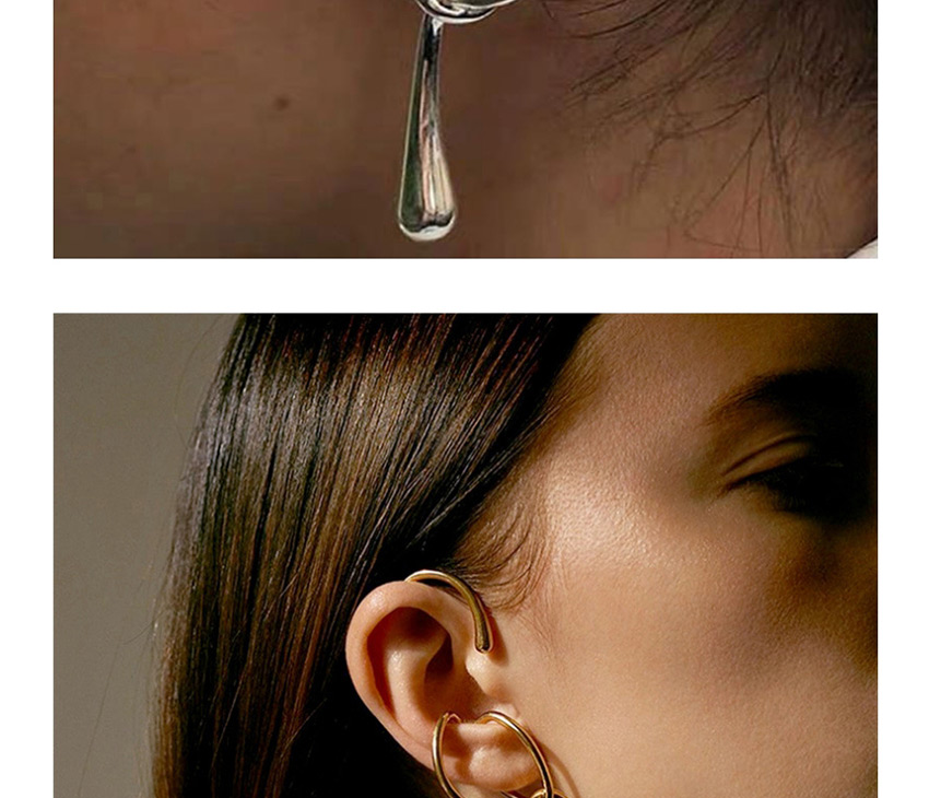 Fashion Silver Single Right Geometric Alloy Hollow Ear Bone Clip,Clip & Cuff Earrings