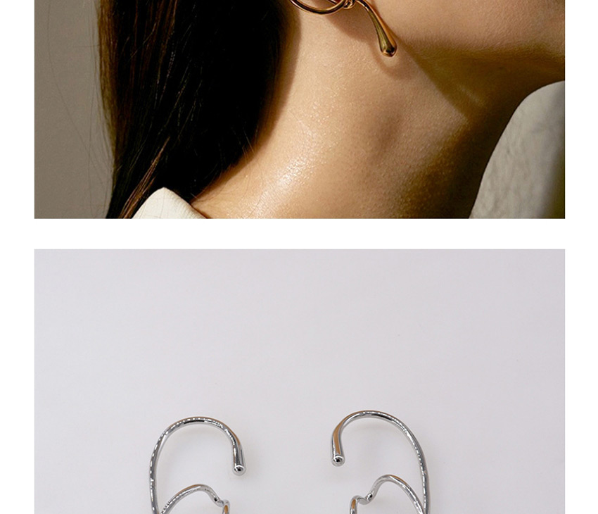 Fashion Silver Single Right Geometric Alloy Hollow Ear Bone Clip,Clip & Cuff Earrings