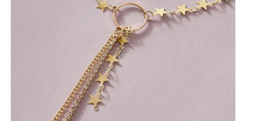 Fashion Gold Color Star With Diamond Handmade Tassel Alloy Necklace,Pendants