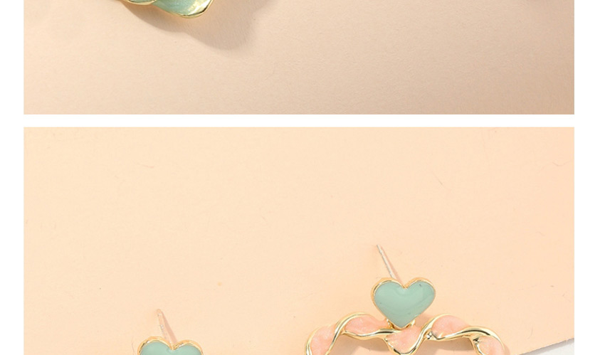 Fashion Openwork Green Metal Dripping Contrast Color Heart Earrings,Drop Earrings