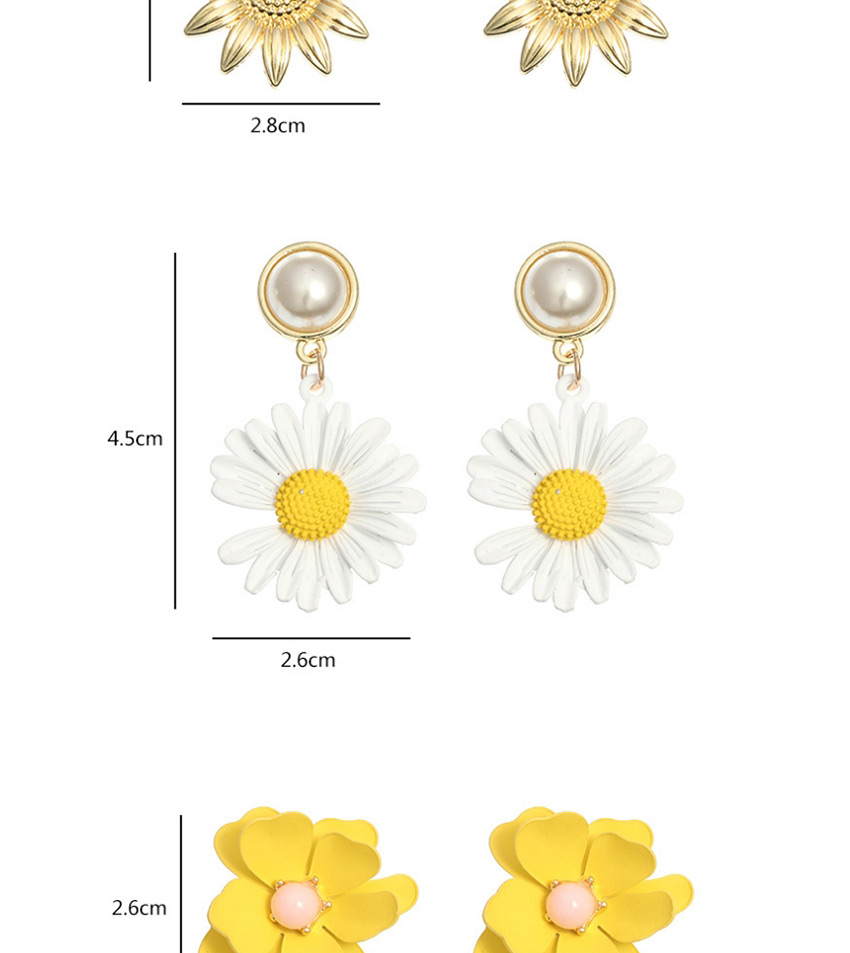 Fashion Yellow Small Daisy Snowflakes Woven Pearl Chain Earrings,Drop Earrings