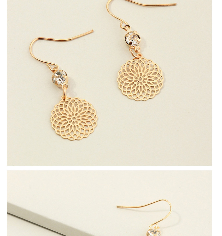Fashion Gold Color Hollow Flower Alloy Diamond Earrings,Drop Earrings
