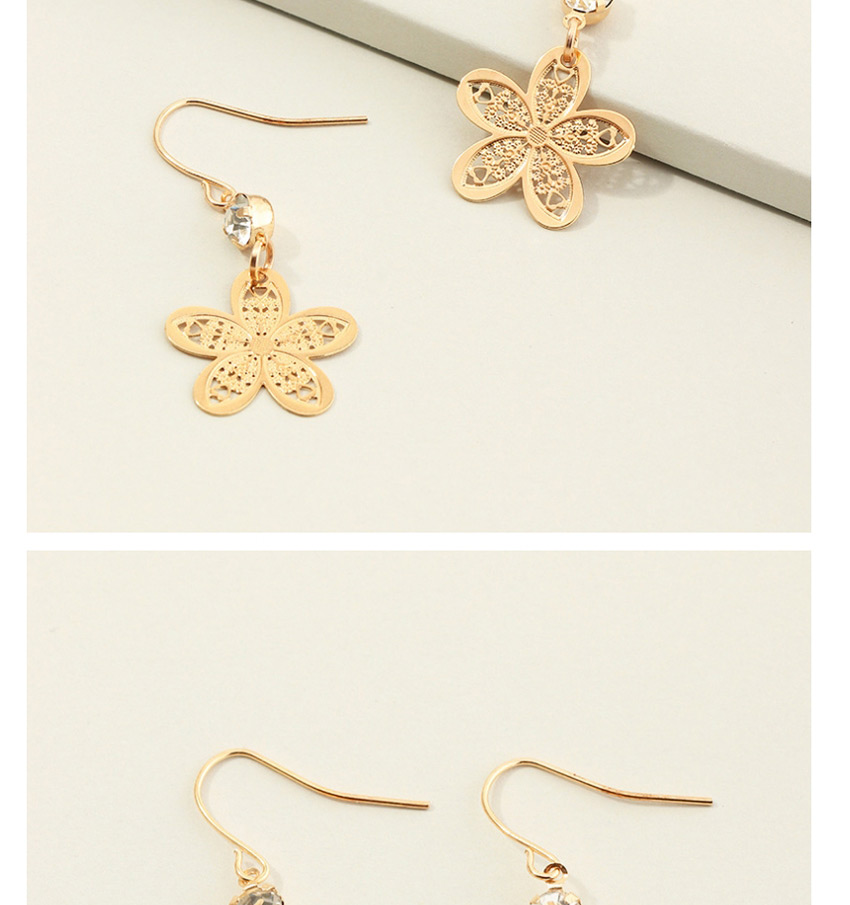 Fashion Gold Color Hollow Flower Diamond Earrings,Drop Earrings