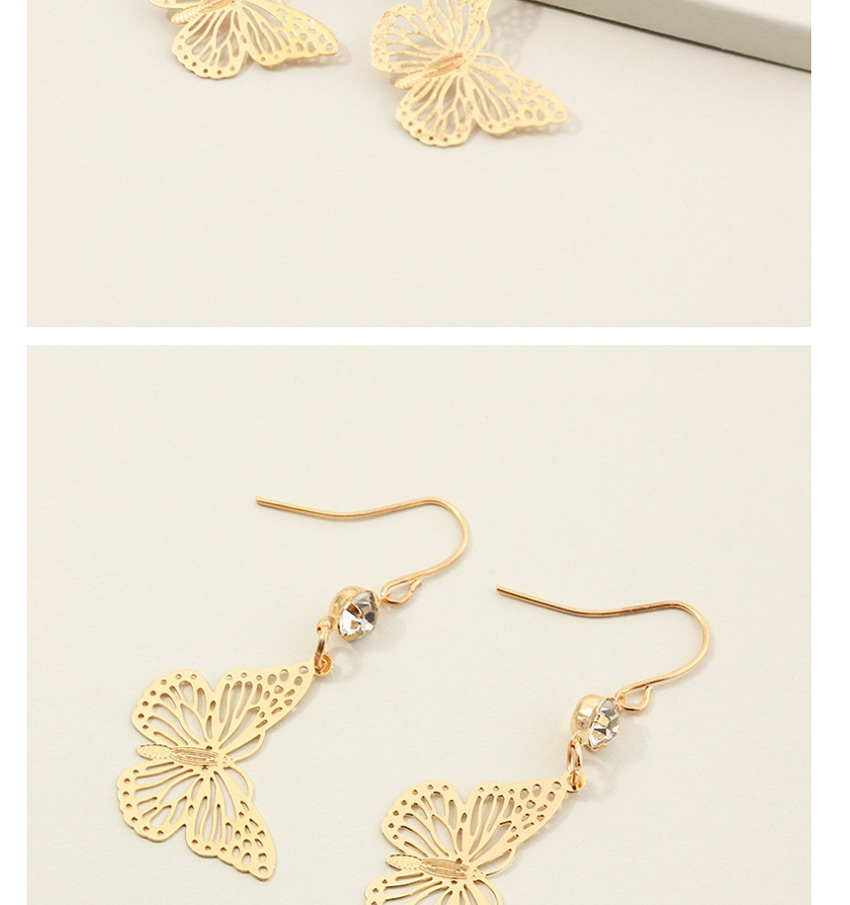 Fashion Gold Color Hollow Butterfly And Diamond Earrings,Drop Earrings