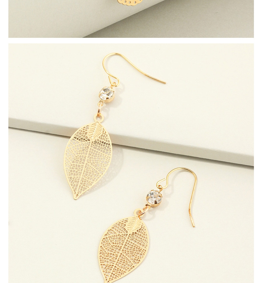 Fashion Gold Color Hollow Leaves And Diamond Earrings,Drop Earrings
