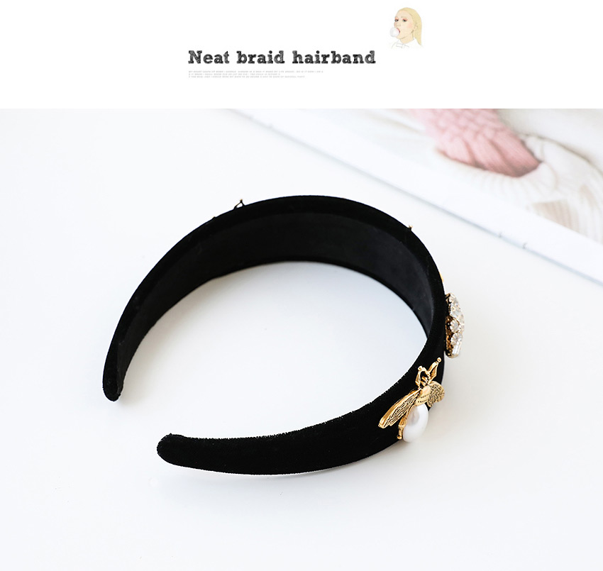Fashion Black Fabric Alloy Diamond Bee Headband,Head Band