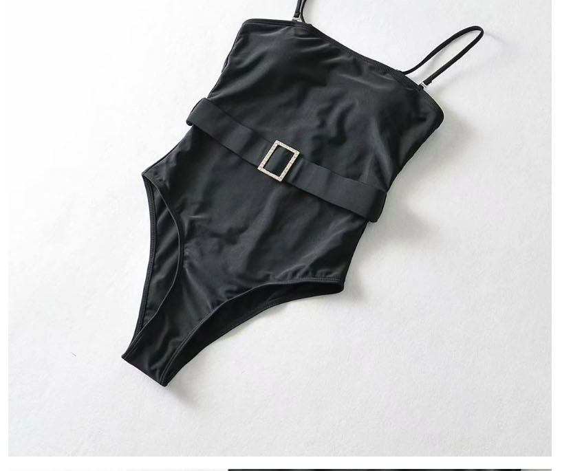 Fashion Black Plain Color Jumpsuit With Belt,One Pieces