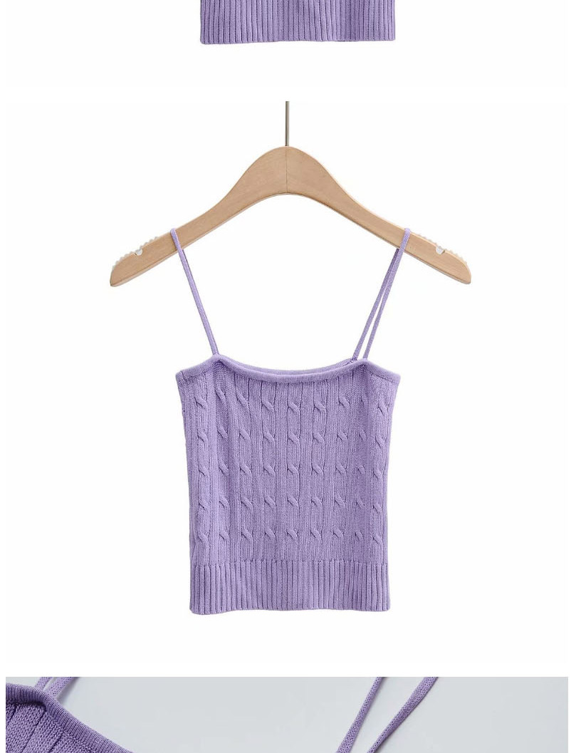 Fashion Blue Square Collar Twist Knitted Slim Camisole,Tank Tops & Camis