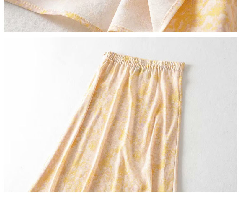 Fashion Yellow Floral Print Loose Skirt,Skirts