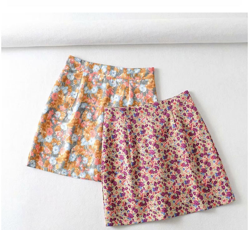 Fashion Zou Juhuang Floral A-line Skirt (with Safety Pants),Skirts