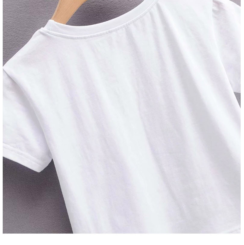 Fashion White Cat Print Round Neck Pullover T-shirt,Hair Crown