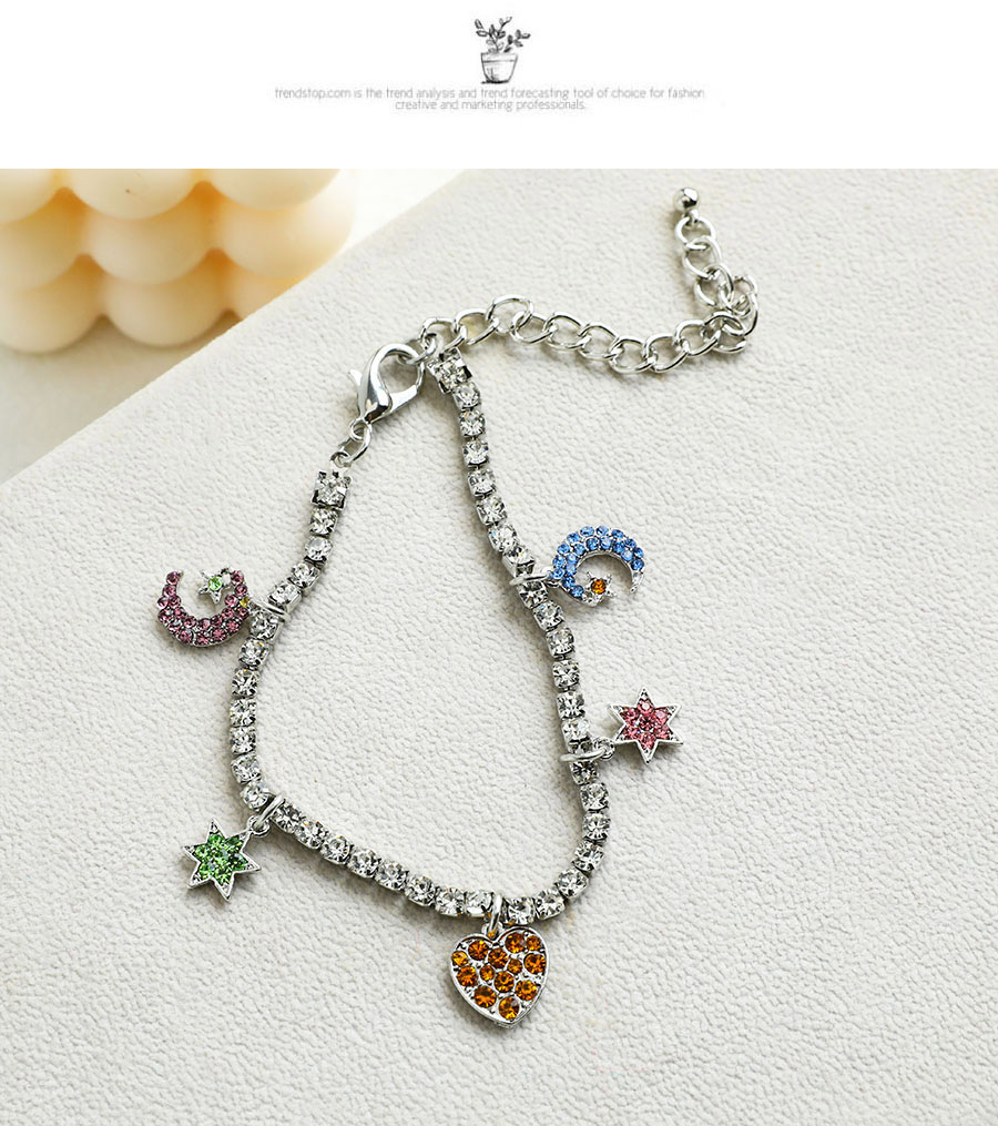 Fashion Color Alloy Diamond Moon Star Love Bracelet,Fashion Bracelets