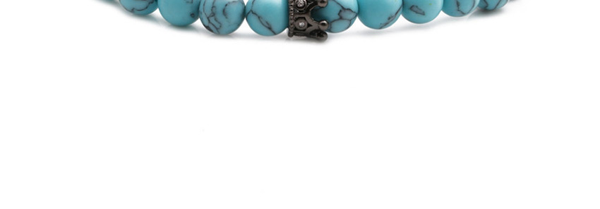 Fashion Blue Pine Black White Zirconium Crown Blue Turquoise Beaded Crown Diamond Alloy Bracelet,Fashion Bracelets