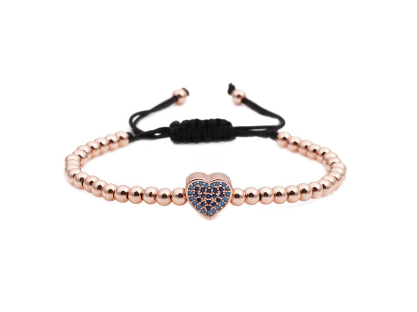 Fashion Gun Black Beaded Braided Bracelet With Zircon Heart,Fashion Bracelets