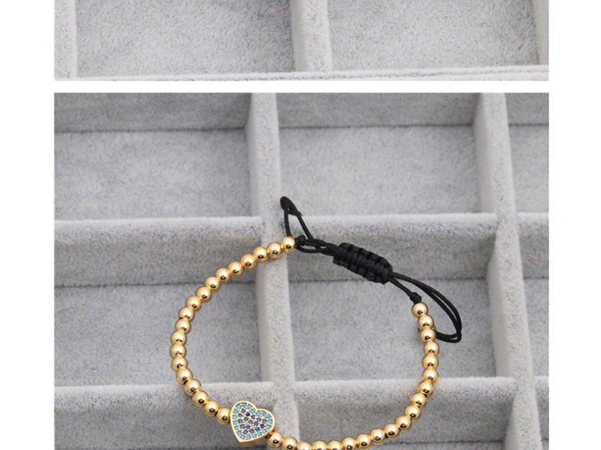 Fashion Rose Gold Beaded Braided Bracelet With Zircon Heart,Fashion Bracelets