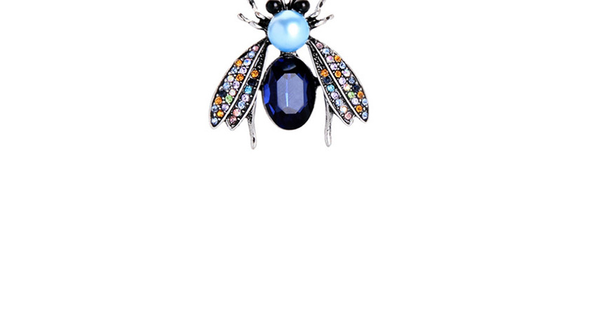 Fashion Blue Jewel Anti-glare Pearl Insect Brooch,Korean Brooches