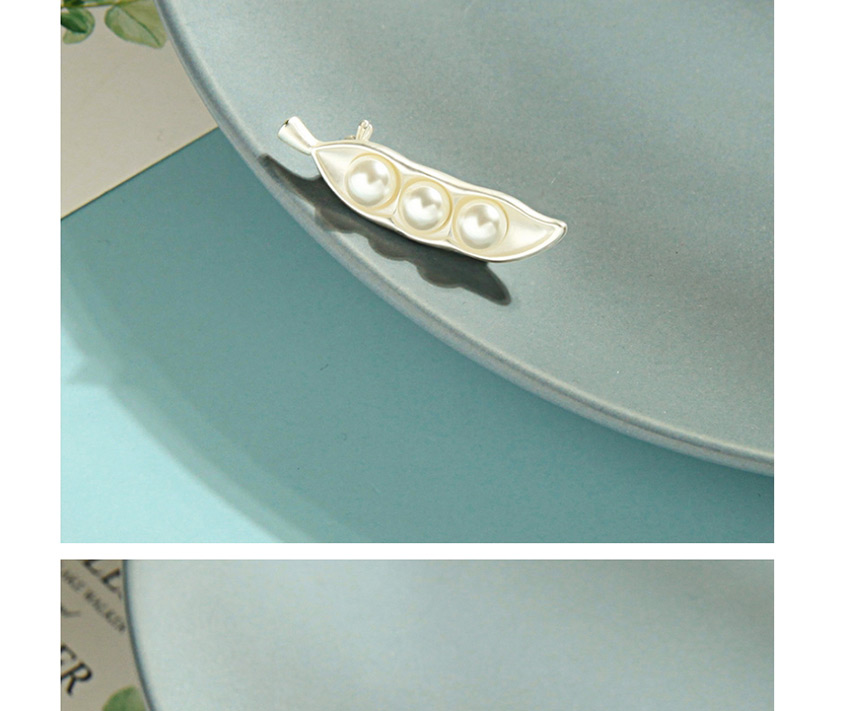 Fashion Matt Silver Pearl Pea Pod Imitation Plant Brooch,Korean Brooches