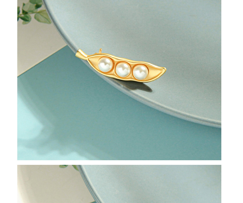 Fashion Matt Gold Pearl Pea Pod Imitation Plant Brooch,Korean Brooches