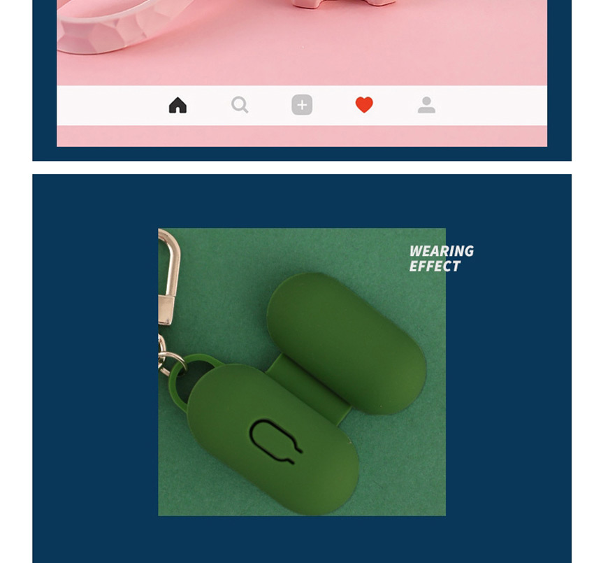 Fashion Blue Cat + Headphone Bag Geometry Dinosaur Apple Wireless Bluetooth Headset Silicone Case,Fashion Keychain