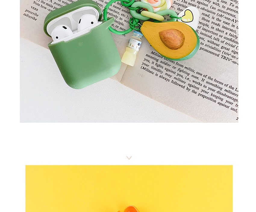 Fashion Avocado + Green Headphone Case Durian Avocado Wireless Bluetooth Headset Silicone Storage Box,Fashion Keychain