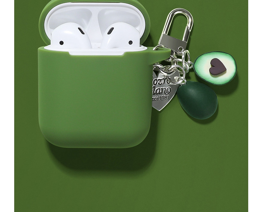 Fashion Love + Green Headphone Case Avocado Love Sunflower Seeds Wireless Bluetooth Headset Silicone Case,Fashion Keychain