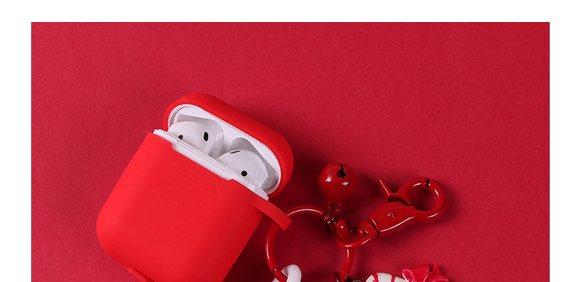 Fashion Santa Claus + Red Headphone Case Christmas Pendant Apple Wireless Bluetooth Headset Silicone Storage Box,Fashion Keychain